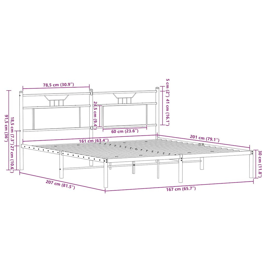 Bedframe zonder matras bewerkt hout bruin eikenkleur 160x200 cm