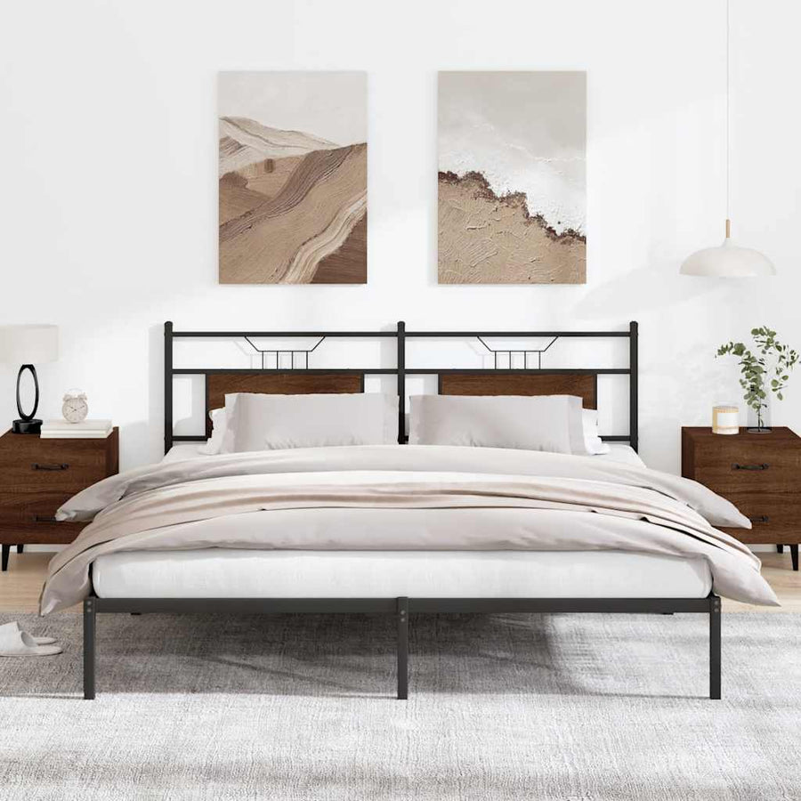 Bedframe zonder matras bewerkt hout bruin eikenkleur 183x203 cm