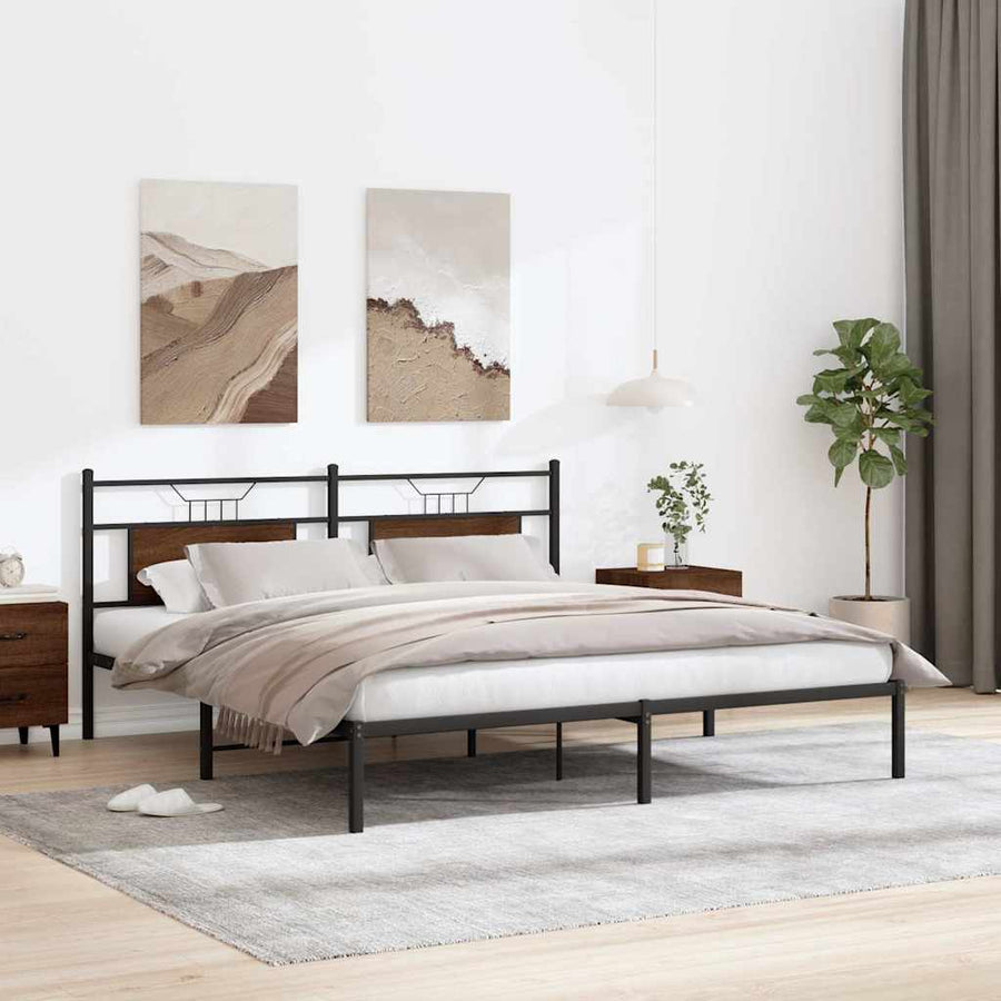 Bedframe zonder matras 183x213 cm spaanplaat bruin eikenkleurig
