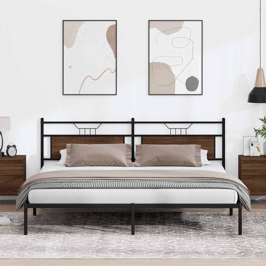 Bedframe zonder matras 193x203 cm spaanplaat bruin eikenkleurig