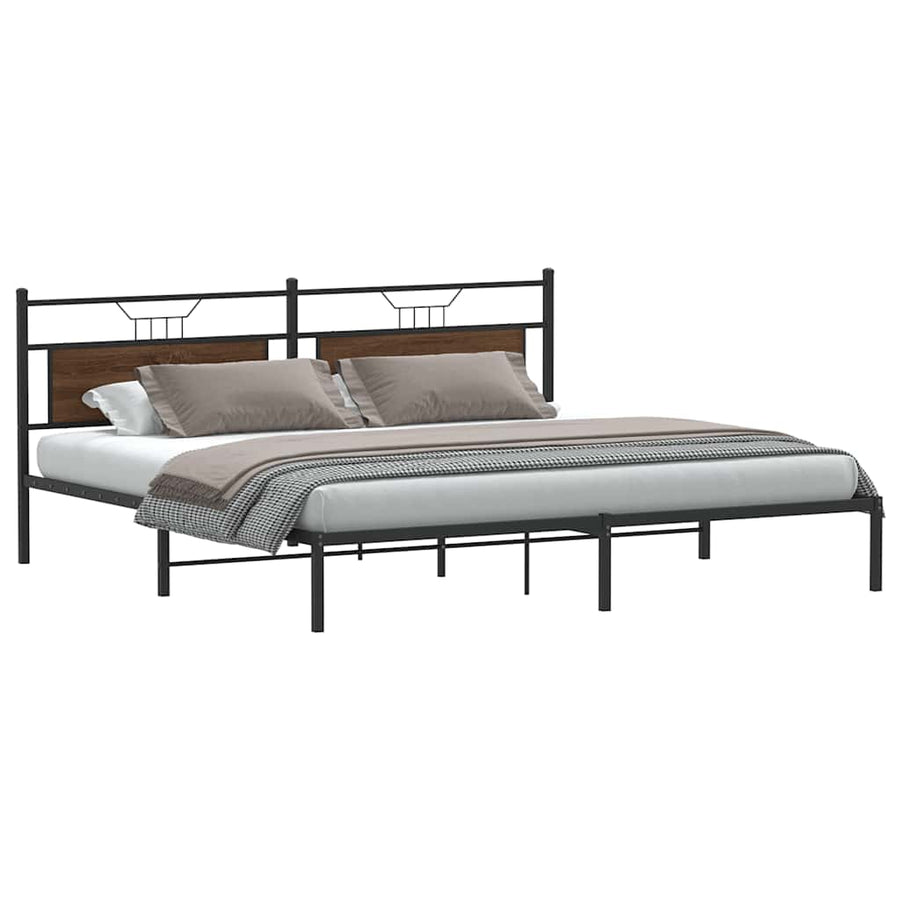 Bedframe zonder matras 193x203 cm spaanplaat bruin eikenkleurig