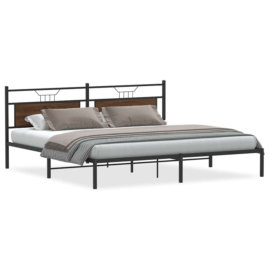Bedframe zonder matras 200x200 cm spaanplaat bruin eikenkleurig