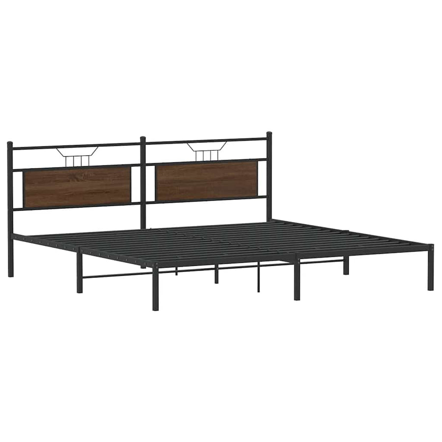 Bedframe zonder matras 200x200 cm spaanplaat bruin eikenkleurig