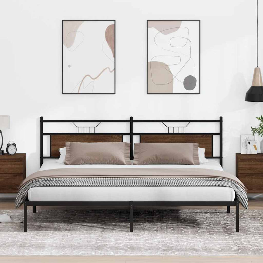 Bedframe zonder matras 200x200 cm spaanplaat bruin eikenkleurig