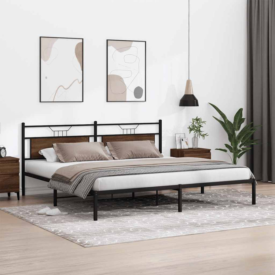 Bedframe zonder matras 200x200 cm spaanplaat bruin eikenkleurig