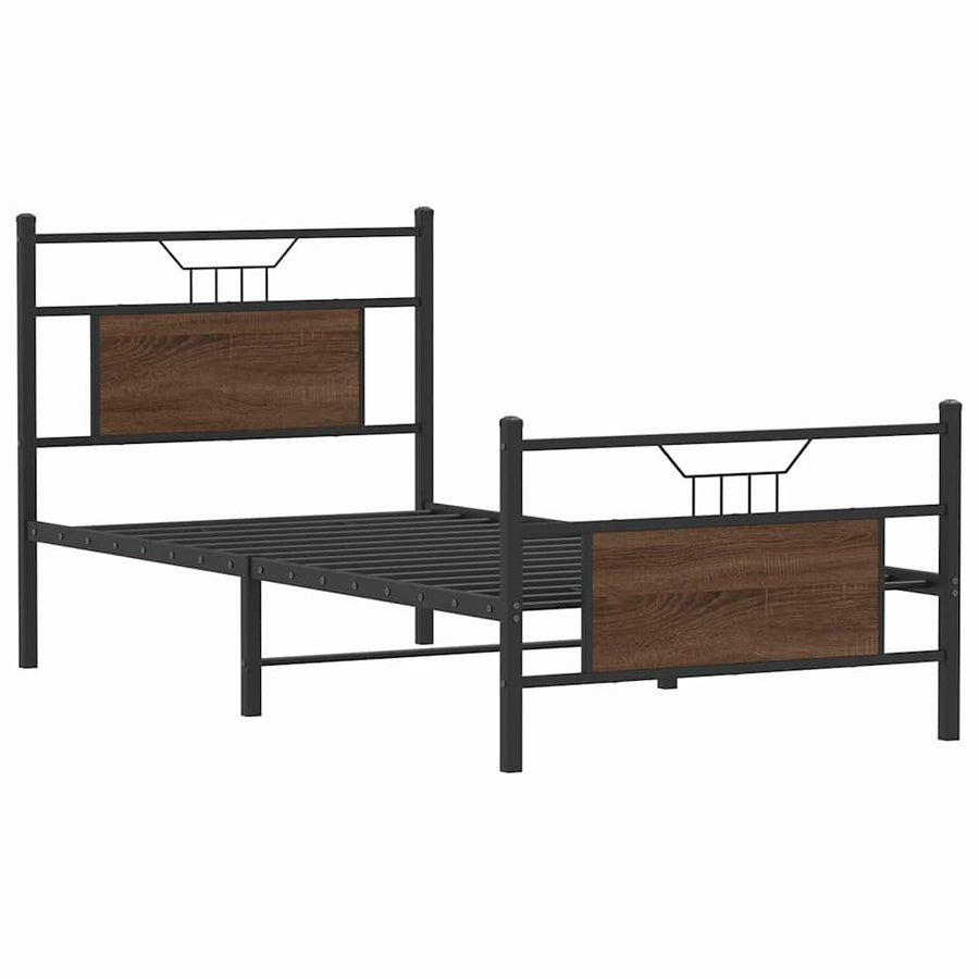 Bedframe zonder matras bewerkt hout bruin eikenkleur 75x190 cm