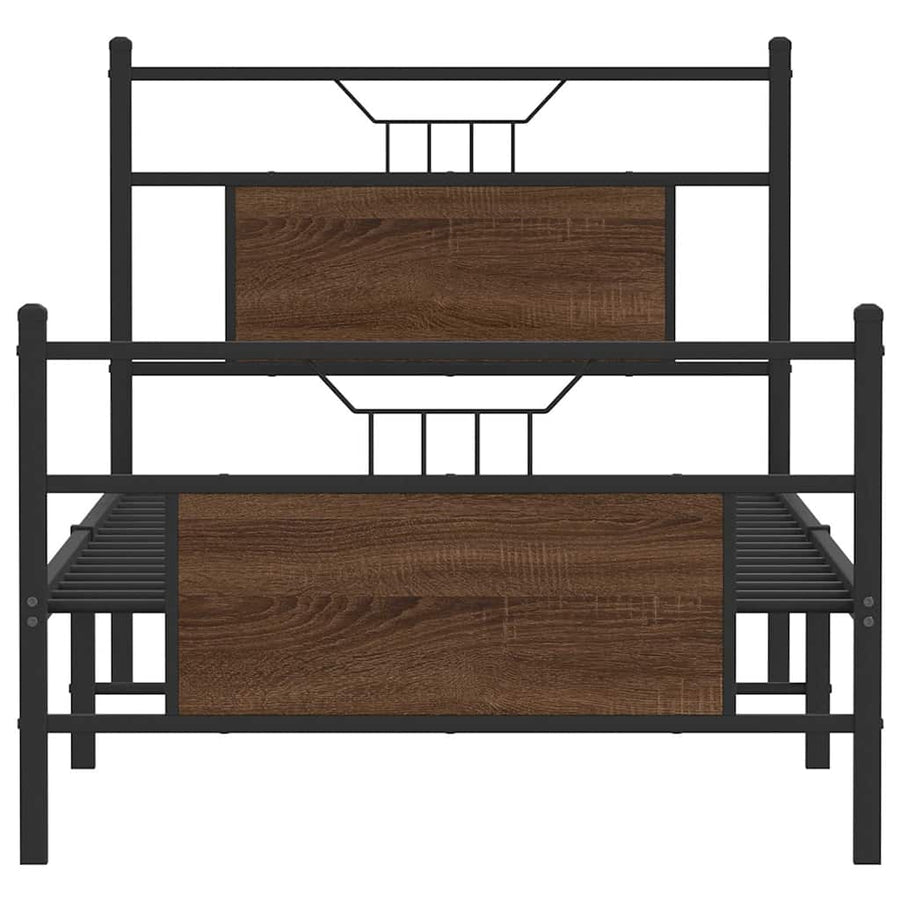 Bedframe zonder matras bewerkt hout bruin eikenkleur 75x190 cm