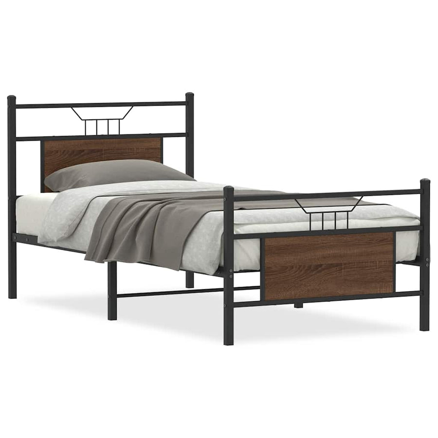 Bedframe zonder matras bewerkt hout bruin eikenkleur 80x200 cm