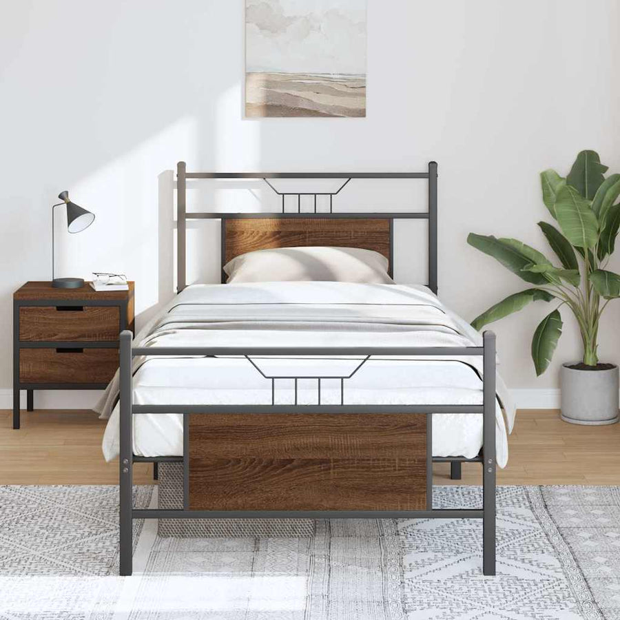 Bedframe zonder matras bewerkt hout bruin eikenkleur 90x190 cm
