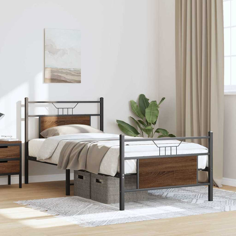Bedframe zonder matras bewerkt hout bruin eikenkleur 90x190 cm