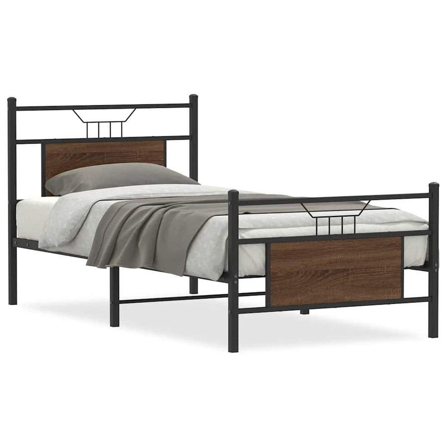 Bedframe zonder matras bewerkt hout bruin eikenkleur 90x200 cm
