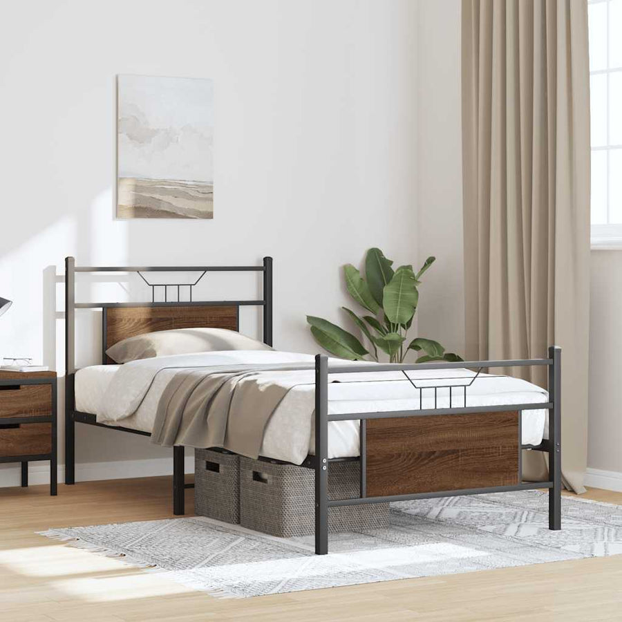Bedframe zonder matras bewerkt hout bruin eikenkleur 90x200 cm