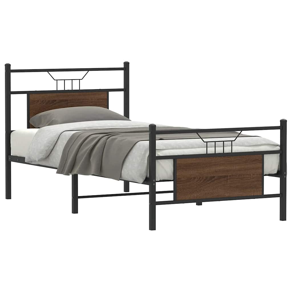 Bedframe zonder matras bewerkt hout bruin eikenkleur 90x200 cm
