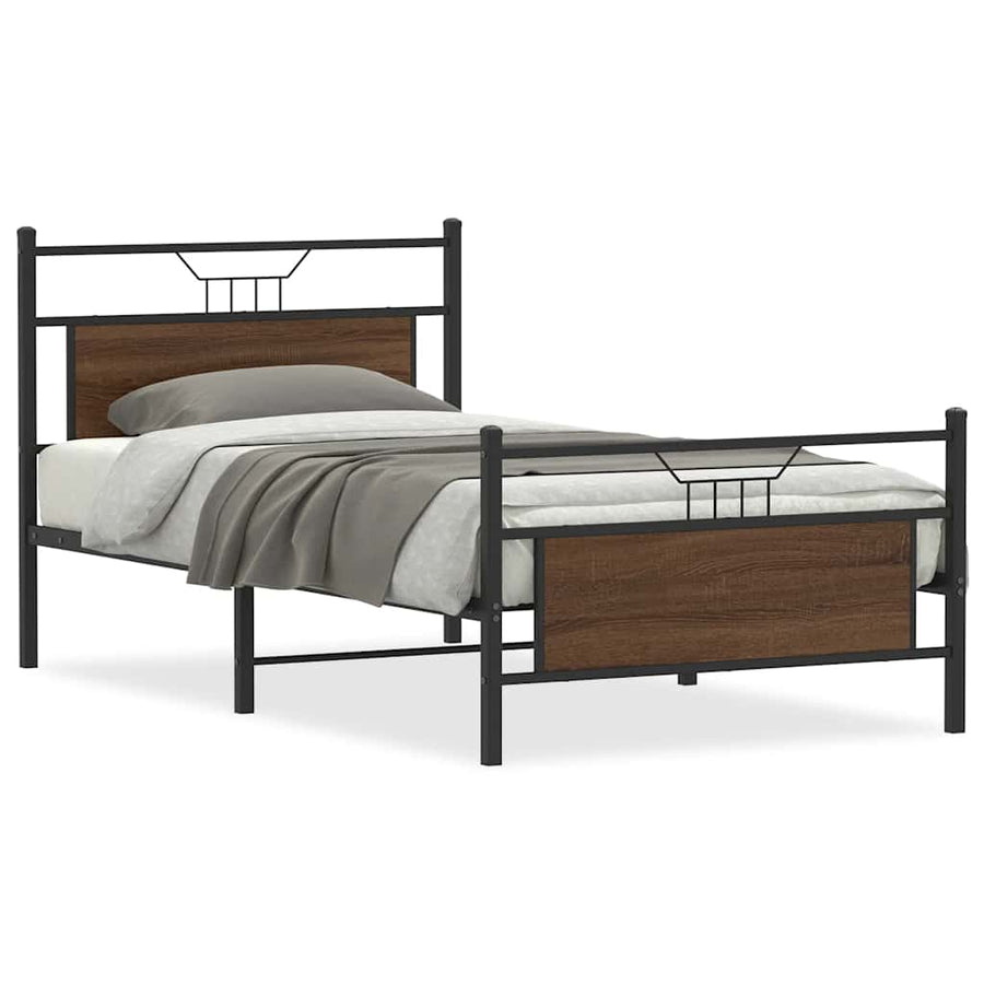 Bedframe zonder matras bewerkt hout bruin eikenkleur 100x190 cm