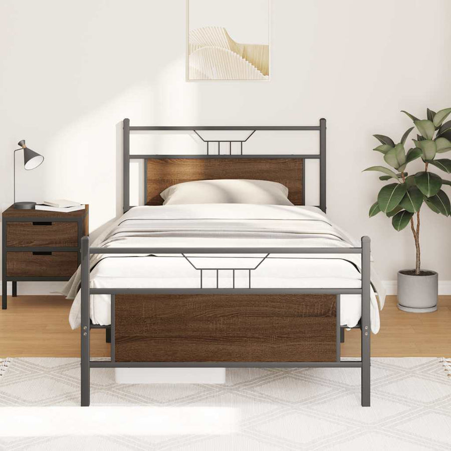 Bedframe zonder matras bewerkt hout bruin eikenkleur 100x190 cm