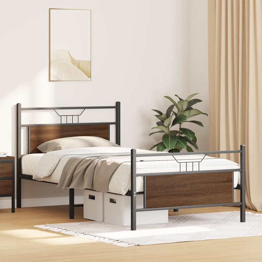 Bedframe zonder matras bewerkt hout bruin eikenkleur 100x190 cm