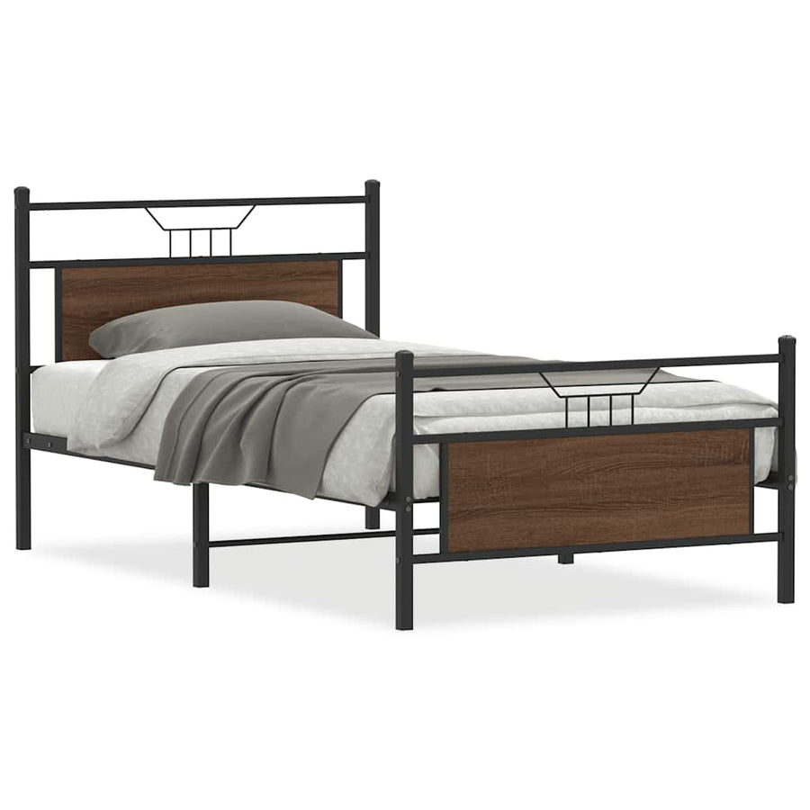 Bedframe zonder matras bewerkt hout bruin eikenkleur 100x200 cm