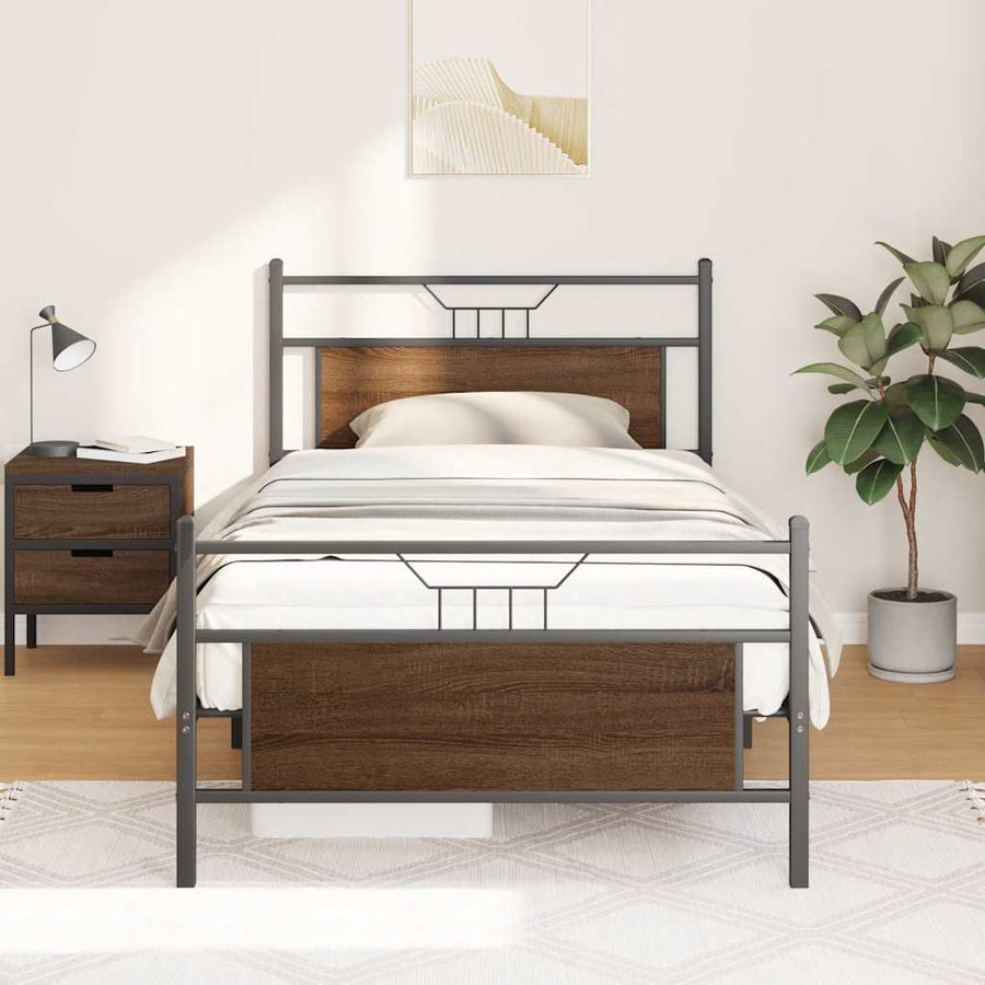 Bedframe zonder matras bewerkt hout bruin eikenkleur 100x200 cm