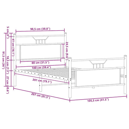 Bedframe zonder matras bewerkt hout bruin eikenkleur 100x200 cm