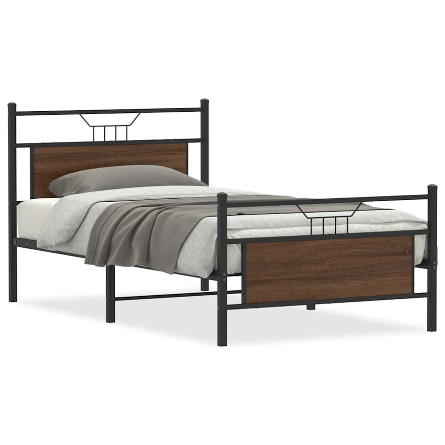 Bedframe zonder matras 107x203 cm spaanplaat bruin eikenkleurig