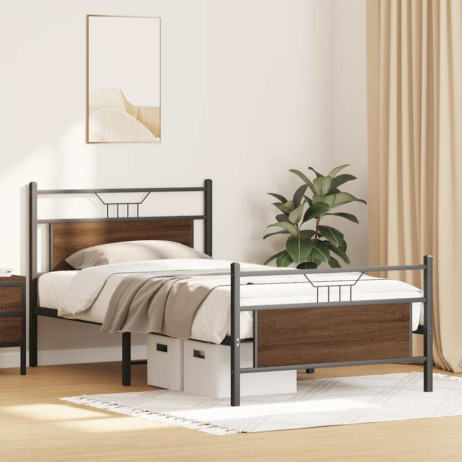 Bedframe zonder matras 107x203 cm spaanplaat bruin eikenkleurig