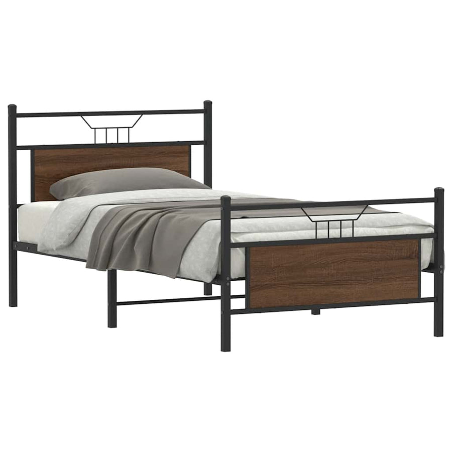 Bedframe zonder matras 107x203 cm spaanplaat bruin eikenkleurig