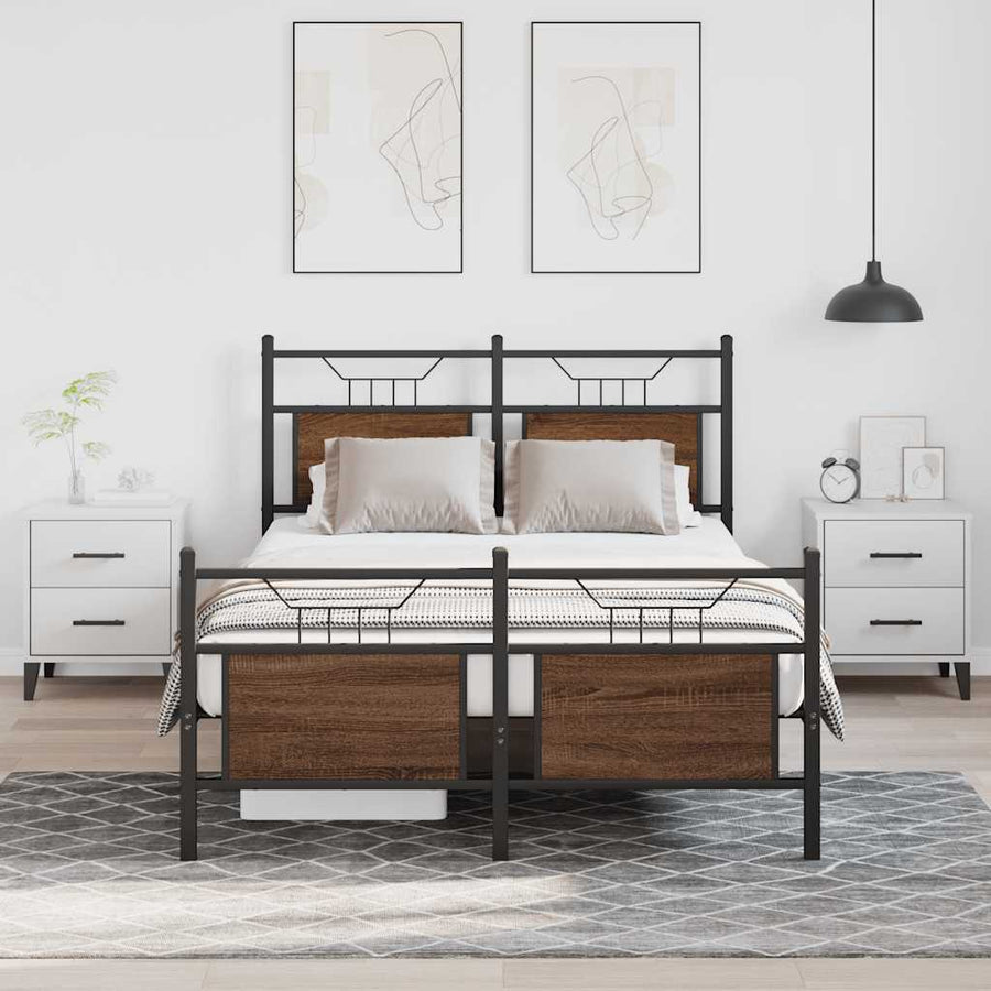 Bedframe zonder matras bewerkt hout bruin eikenkleur 120x190 cm