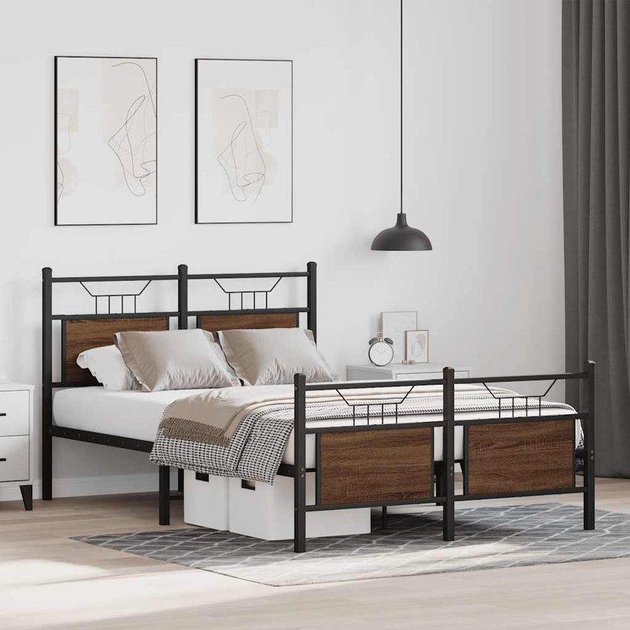 Bedframe zonder matras bewerkt hout bruin eikenkleur 120x190 cm