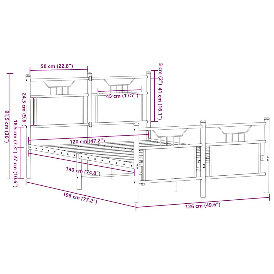 Bedframe zonder matras bewerkt hout bruin eikenkleur 120x190 cm
