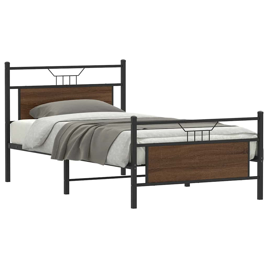 Bedframe zonder matras bewerkt hout bruin eikenkleur 120x190 cm