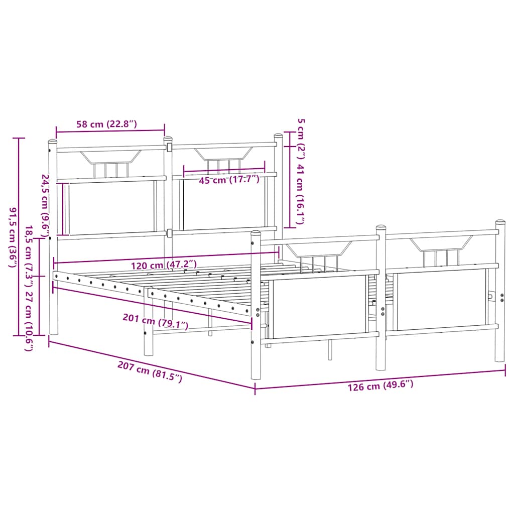 Bedframe zonder matras bewerkt hout bruin eikenkleur 120x200 cm