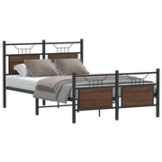 Bedframe 120x200 cm bewerkt hout bruin eikenkleur