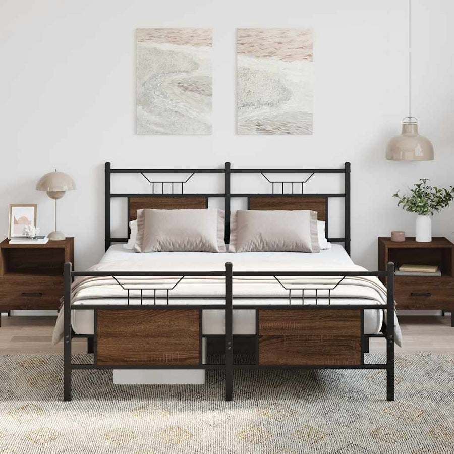 Bedframe zonder matras bewerkt hout bruin eikenkleur 137x190 cm