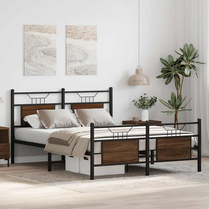 Bedframe zonder matras bewerkt hout bruin eikenkleur 137x190 cm