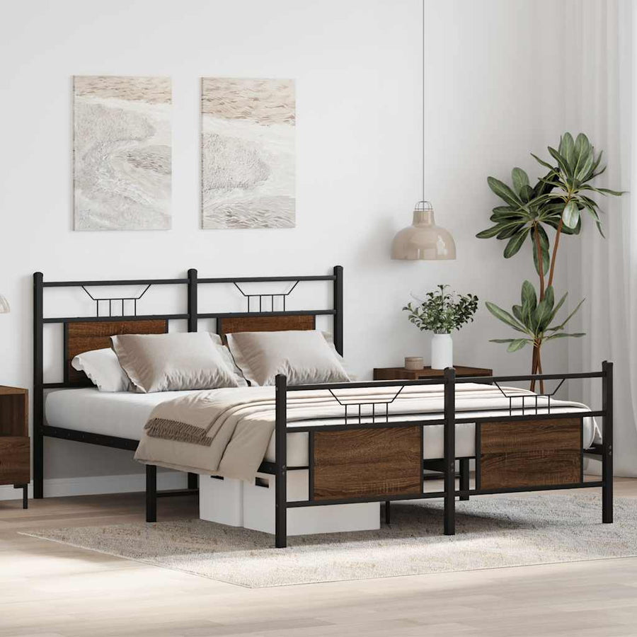 Bedframe zonder matras bewerkt hout bruin eikenkleur 137x190 cm