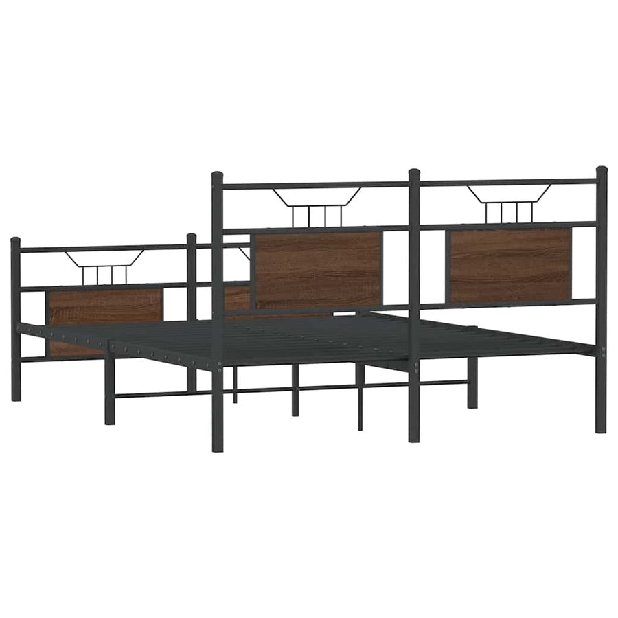 Bedframe zonder matras bewerkt hout bruin eikenkleur 137x190 cm