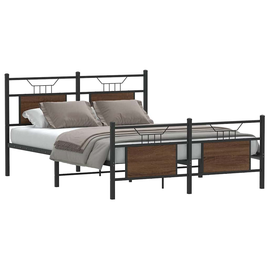 Bedframe zonder matras bewerkt hout bruin eikenkleur 137x190 cm