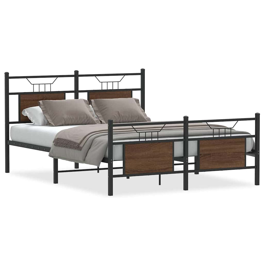Bedframe zonder matras bewerkt hout bruin eikenkleur 140x190 cm