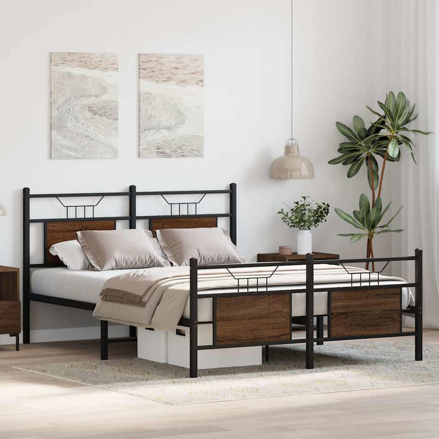Bedframe zonder matras bewerkt hout bruin eikenkleur 140x190 cm