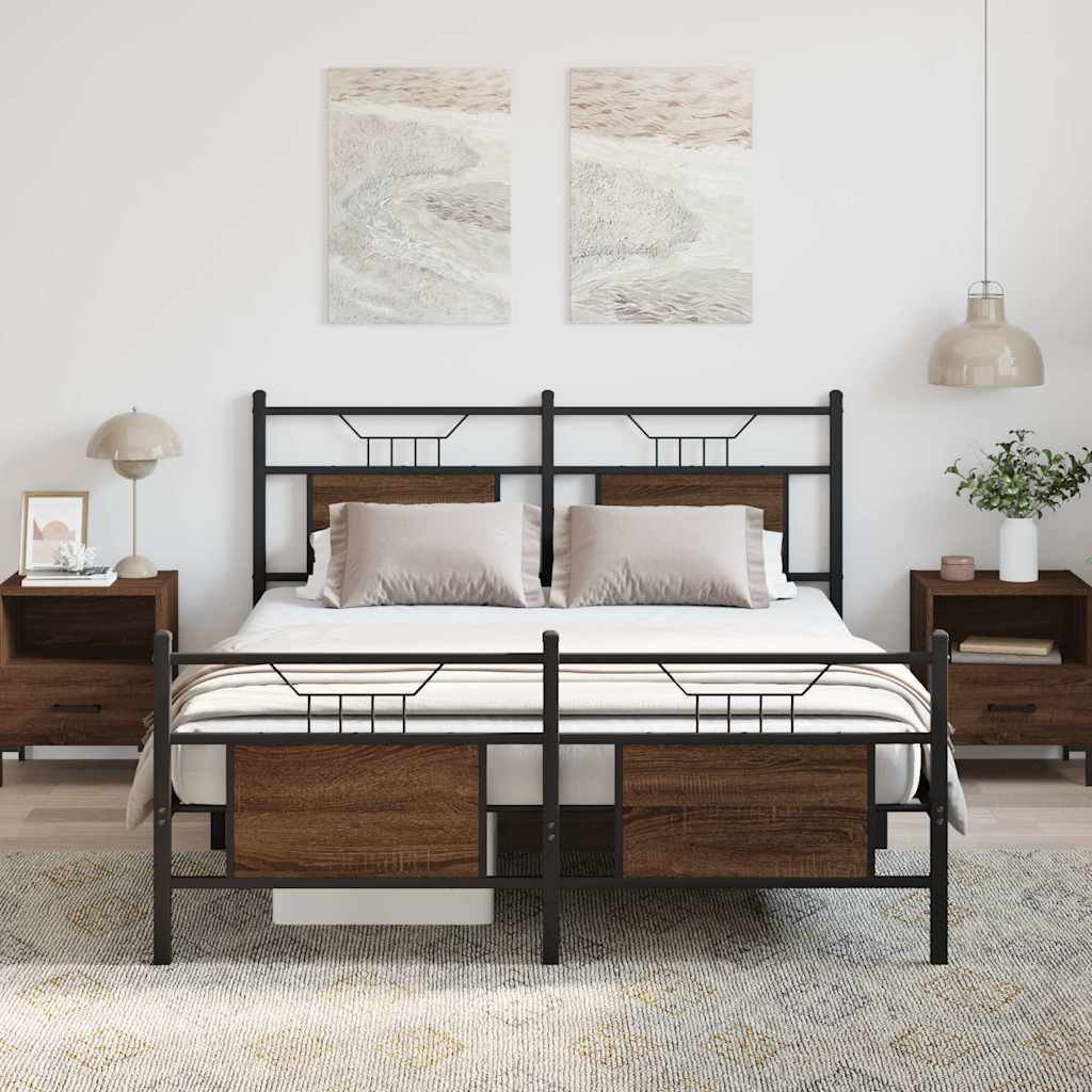 Bedframe zonder matras bewerkt hout bruin eikenkleur 140x200 cm
