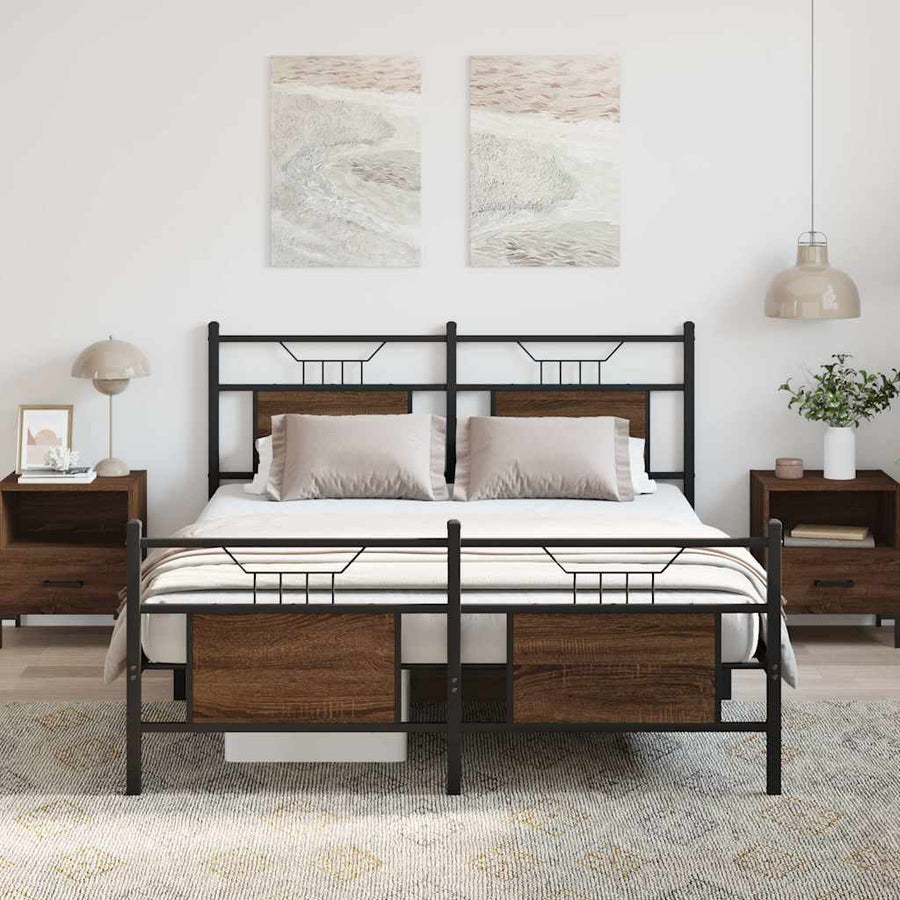 Bedframe zonder matras bewerkt hout bruin eikenkleur 140x200 cm