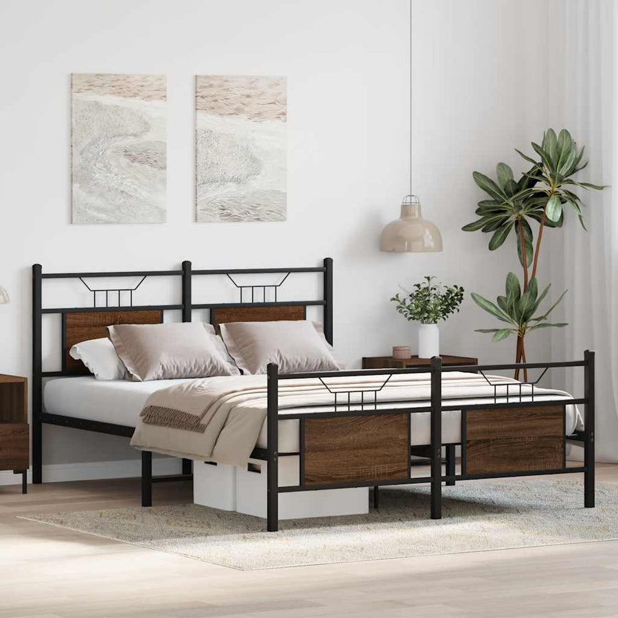 Bedframe zonder matras bewerkt hout bruin eikenkleur 140x200 cm