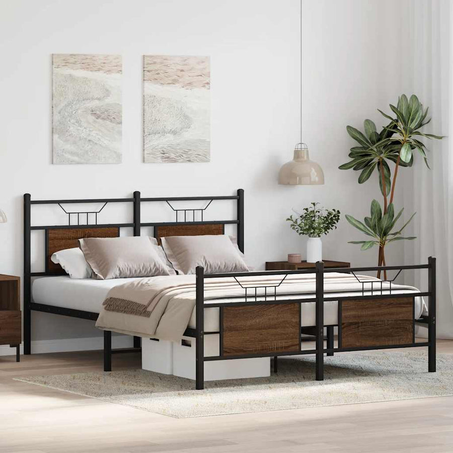 Bedframe zonder matras bewerkt hout bruin eikenkleur 150x200 cm