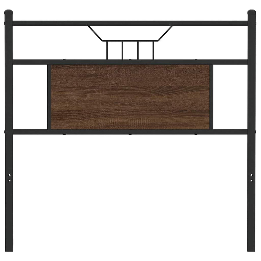 Hoofdbord 75 cm bewerkt hout en staal bruin eikenkleurig