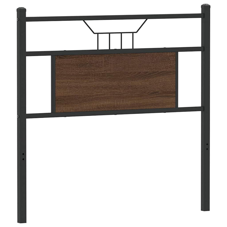 Hoofdbord 80 cm bewerkt hout en staal bruin eikenkleurig