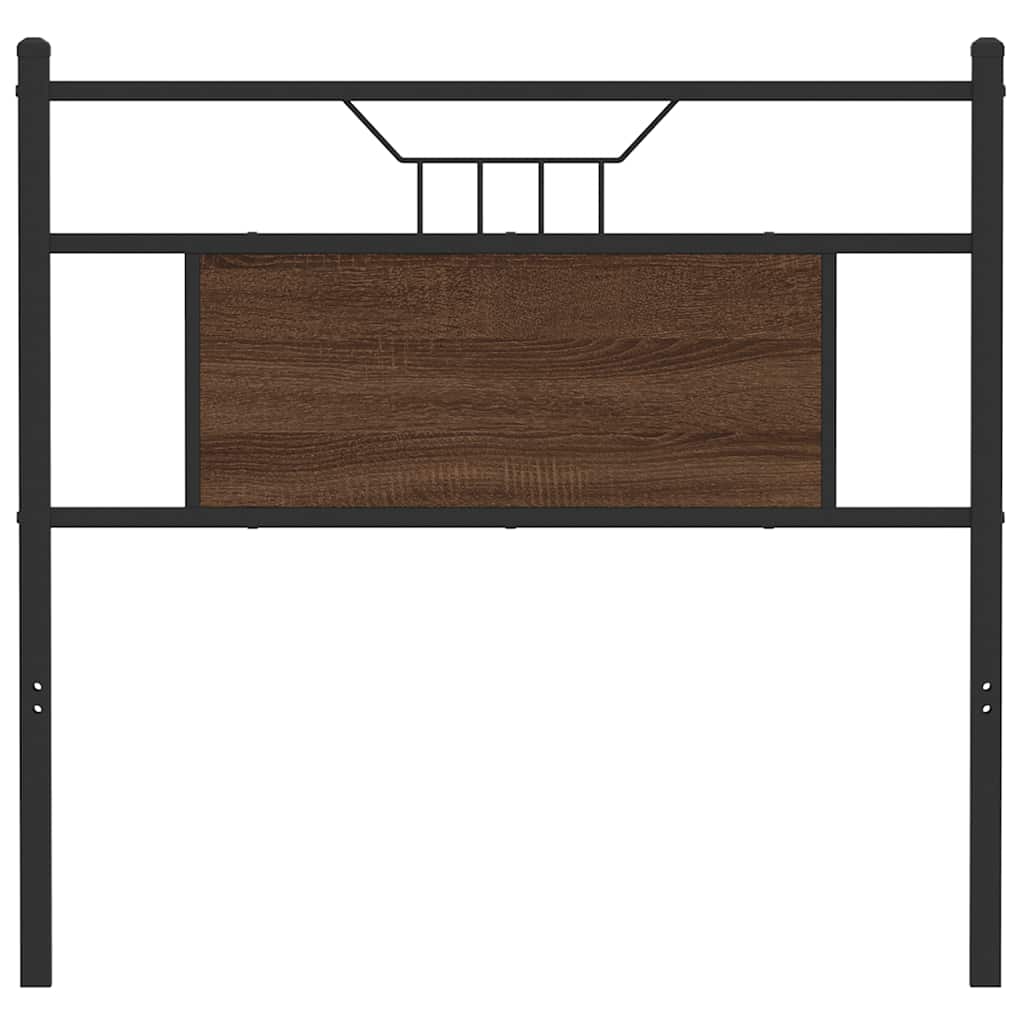 Hoofdbord 80 cm bewerkt hout en staal bruin eikenkleurig