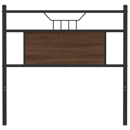 Hoofdbord 80 cm bewerkt hout en staal bruin eikenkleurig