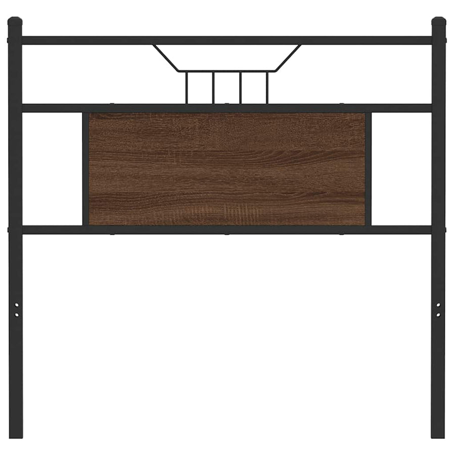 Hoofdbord 80 cm bewerkt hout en staal bruin eikenkleurig