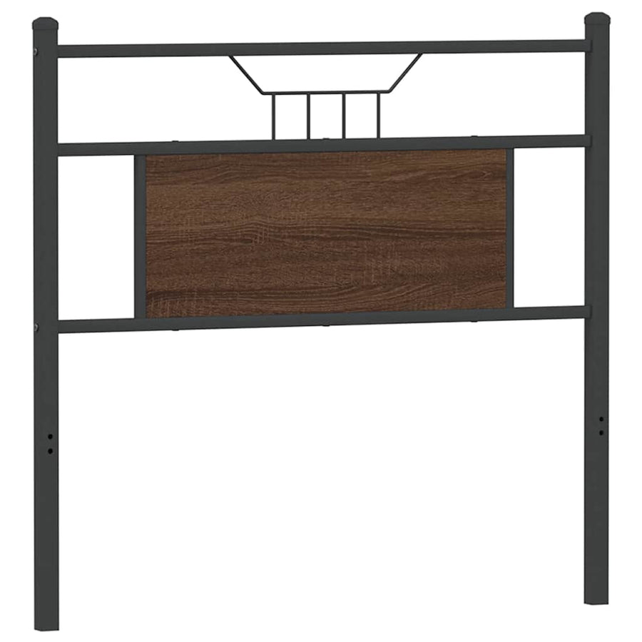Hoofdbord 80 cm bewerkt hout en staal bruin eikenkleurig