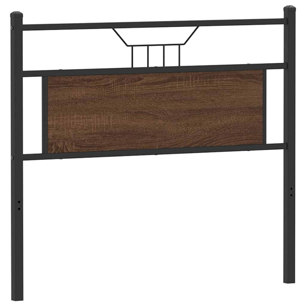 Hoofdbord 100 cm bewerkt hout en staal bruin eikenkleurig